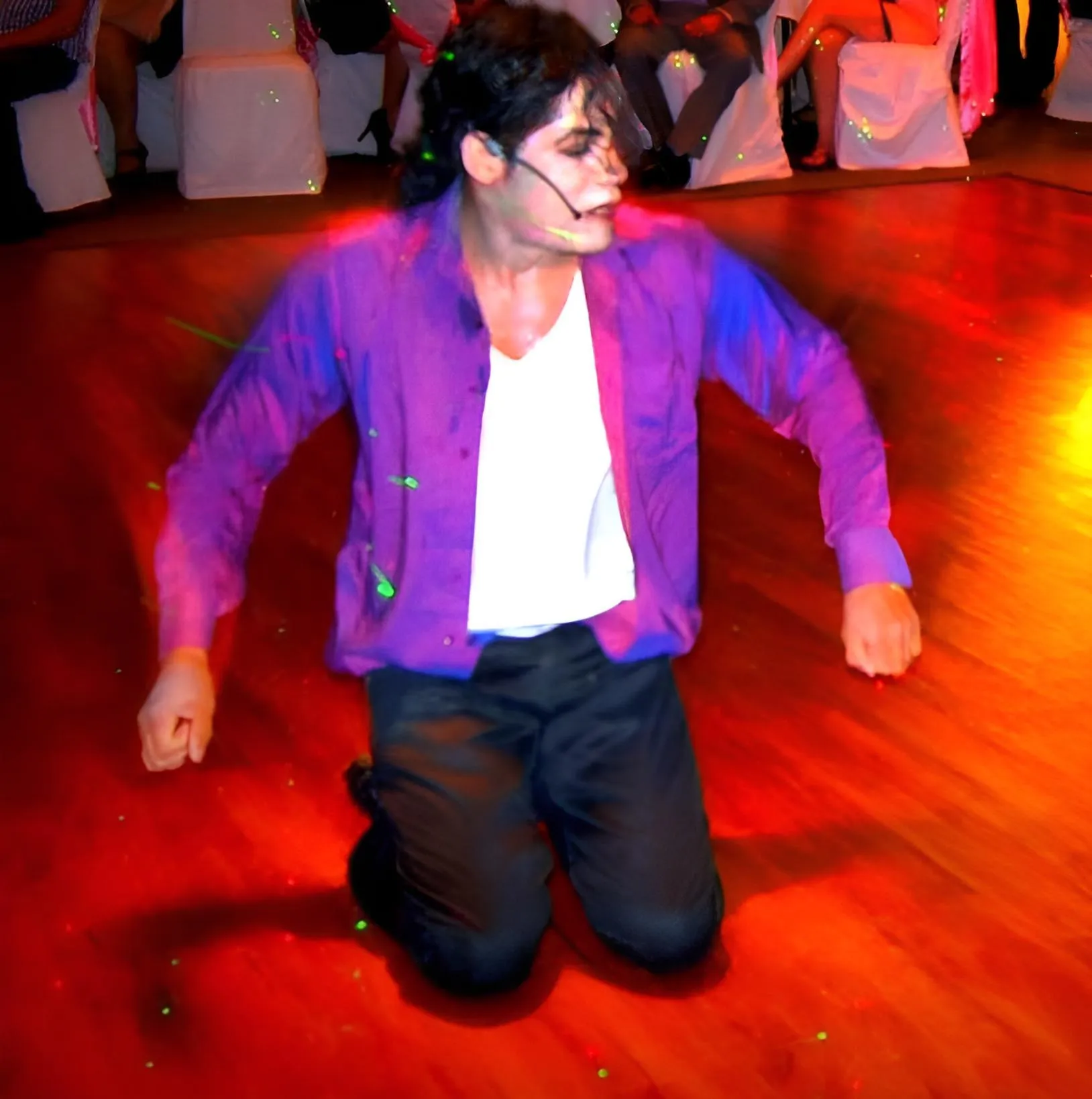 Michael Jackson impersonator MJ3 performs iconic choreography for The Way You Make Me Feel at a Miami wedding ballroom