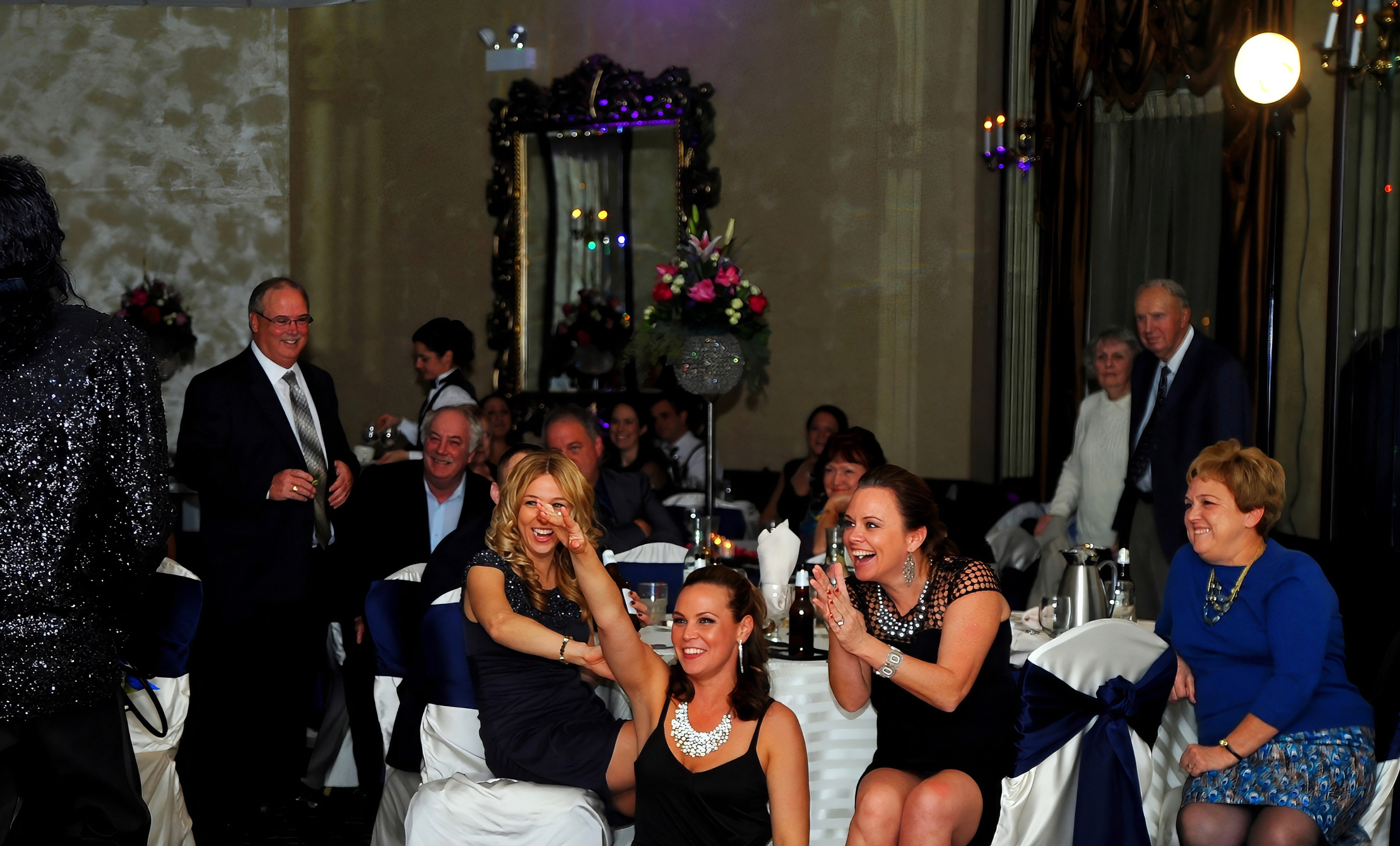 Atlanta wedding guests cheering during an MJ3 tribute performance
